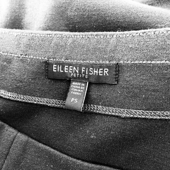 Eileen Fisher Black Pencil Skirt Pull On Stretch Knee Length Kick Pleat - Picture 4 of 9